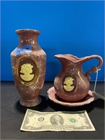 Porcelain  vase and pitcher 3 pc