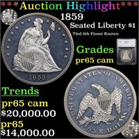 *Highlight* 1859 Seated Liberty $1 Graded pr65 cam