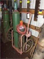 (2) WELDING BOTTLES W/ CART