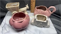 4 vintage pottery planters
