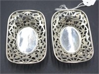 Two Chinese export sterling silver pierced dishes