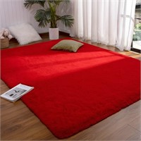Size: 4x6 color: Red  - Red Rug 4x6 Feet - Fluffy
