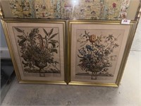 2 VINTAGE FRAMED FLORAL PRINTS