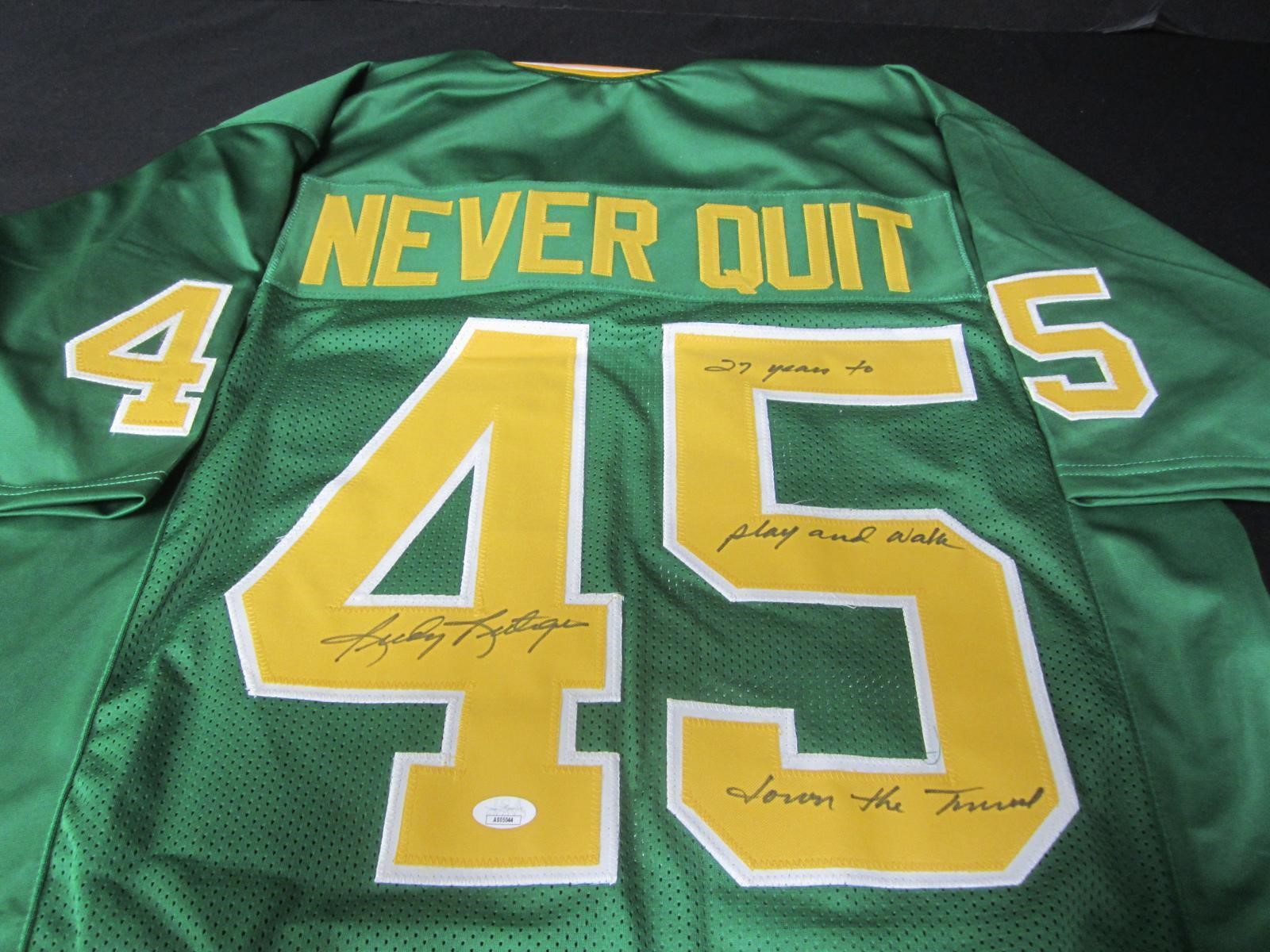 RUDY RUETTIGER SIGNED NEVER QUIT JERSEY JSA