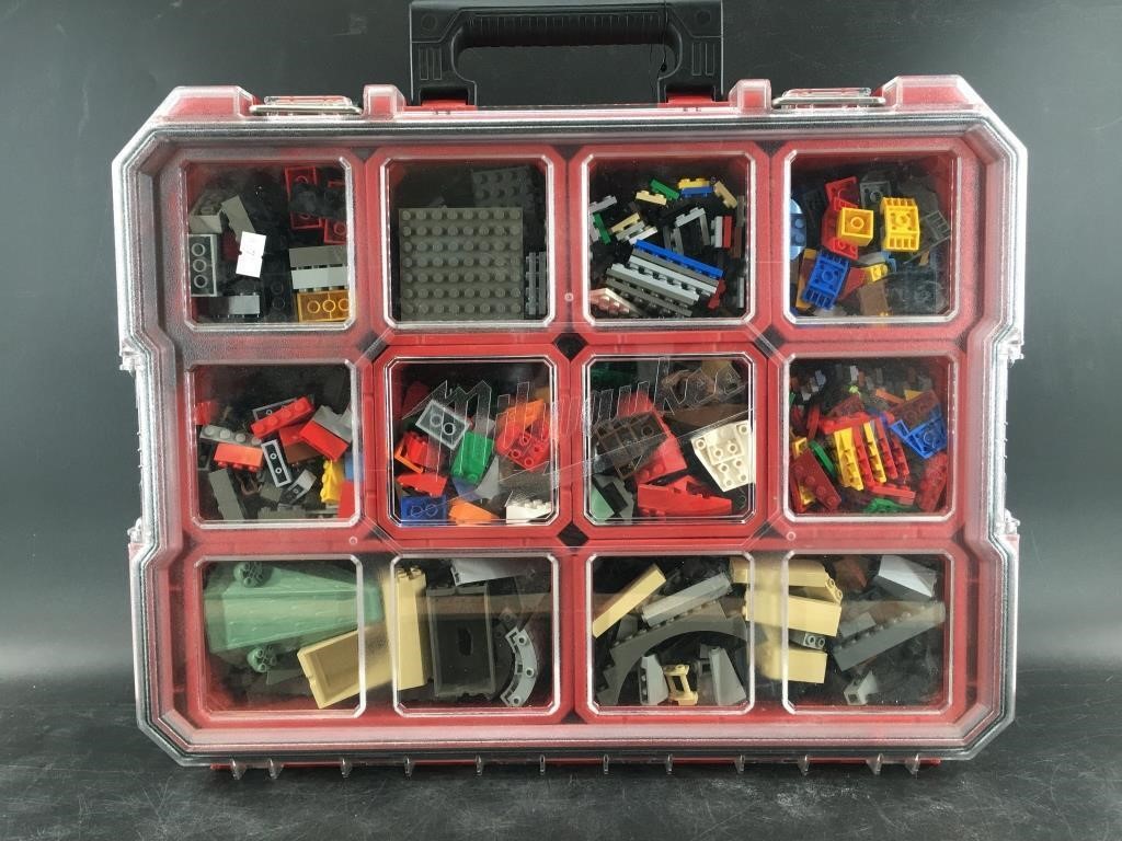 Milwaukee screw bin filled with misc. Legos