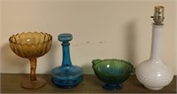 Miscellaneous color glass/milk glass hobnail lamp