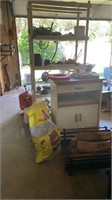 Plastic Shelving Unit, Rolling Table, Wood, ETC