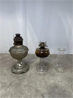 Vintage Glass and Metal Oil Lamps