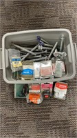 Small tote of miscellaneous hardware
