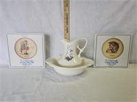 Vintage Ceramic Treasure Craft Pitcher w/Bowl &