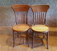 PAIR CANED CHAIRS