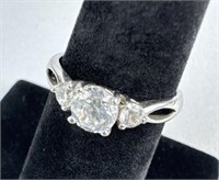925 Silver 3 Stone CZ Ring