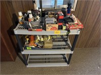 Plastic Shelf & Contents - Ammo, Gun Cleaning Kits