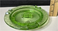 Vintage Green Vaseline Glass Ashtray