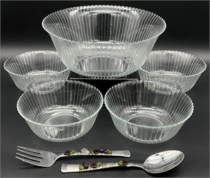 Arcoroc Ribbed Glass Salad Bowl Set