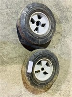 pair of solid rubber 10" tires