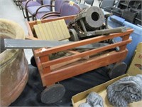 Wooden Wagon, Barrel Cart, & Bird House