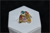 18kt Gold Plated Ladies Cocktail Ring Sz 7