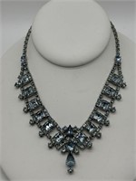 1940's Brilliant Blue Rhinestone Fancy Necklace