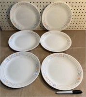 6 CORELLE DINNER PLATES