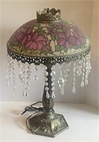 Glass Floral Table Lamp w/ Plastic Hanging