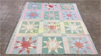 Large antique hand stitched quilt approximately 5