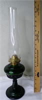 Antique B&P Green Glass Oil Lamp