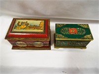 (2) Vintage Metal Tins - Hinged Lid W. Germany