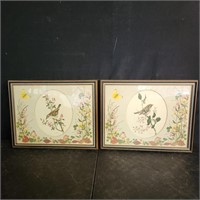 Pair of matted songbird prints by A. Marlin