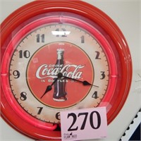 NEON LIGHTED COCA-COLA WALL CLOCK 14 IN