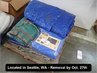 LOT, ASSORTED TARPS ON THIS PALLET (LOCATED IN