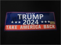 DONALD TRUMP SIGNED 2024 CAMPAIGN STICKER COA