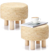 2 Pack Foot Stool Natural Seagrass Hand Weave