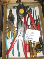 Box of Tools - Pliers, Screwdrivers, Misc.