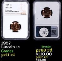 Proof NGC 1957 Lincoln Cent 1c Graded pr67 rd By N