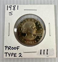 1981 S Proof Type 2 Susan B Anthony Dollar