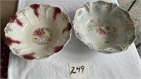 2 unmarked, porcelain serving bowls