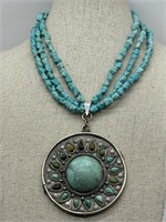 Sterling Silver Turquoise Statement Necklace