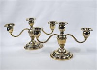 Pair REVERE Gadroon Sterling Silver Candelabras