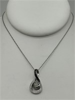 Sterling Silver Fancy Pave Diamond Necklace