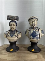 Oriental Emperor and Empress Bust, approx 12