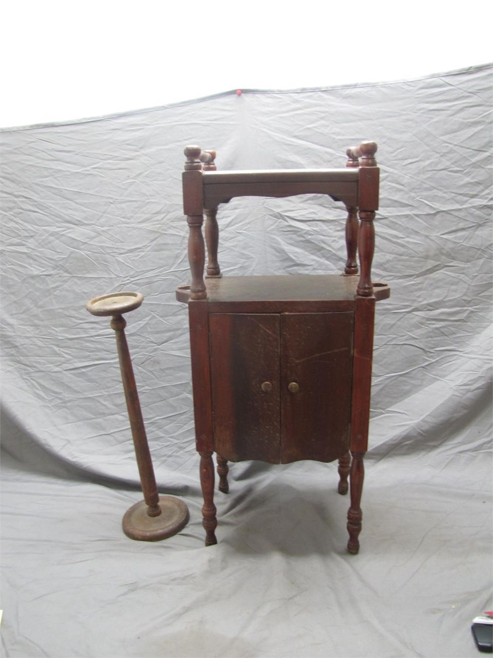Antique Wooden Smokers Pipe Cabinet