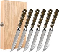 6pcs Handmade Damascus Steel Steak Knife Set