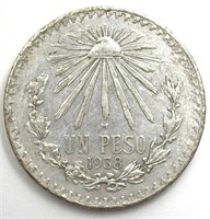 1938 Peso Brilliant UNC Mexico