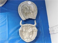 2 PEWTER WESTERN ORNAMENTS