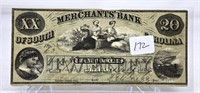 $20 Obsolete Merchants Bank of S.C.