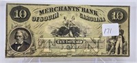 $10 Obsolete Merchants Bank of S.C.