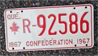 1967 Quebec Confederation License Plate