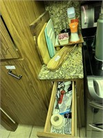 Kitchen lot - cutting boards, salt & pepper, junk