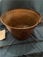 Antique H.W. Hayden brass bucket with cast iron